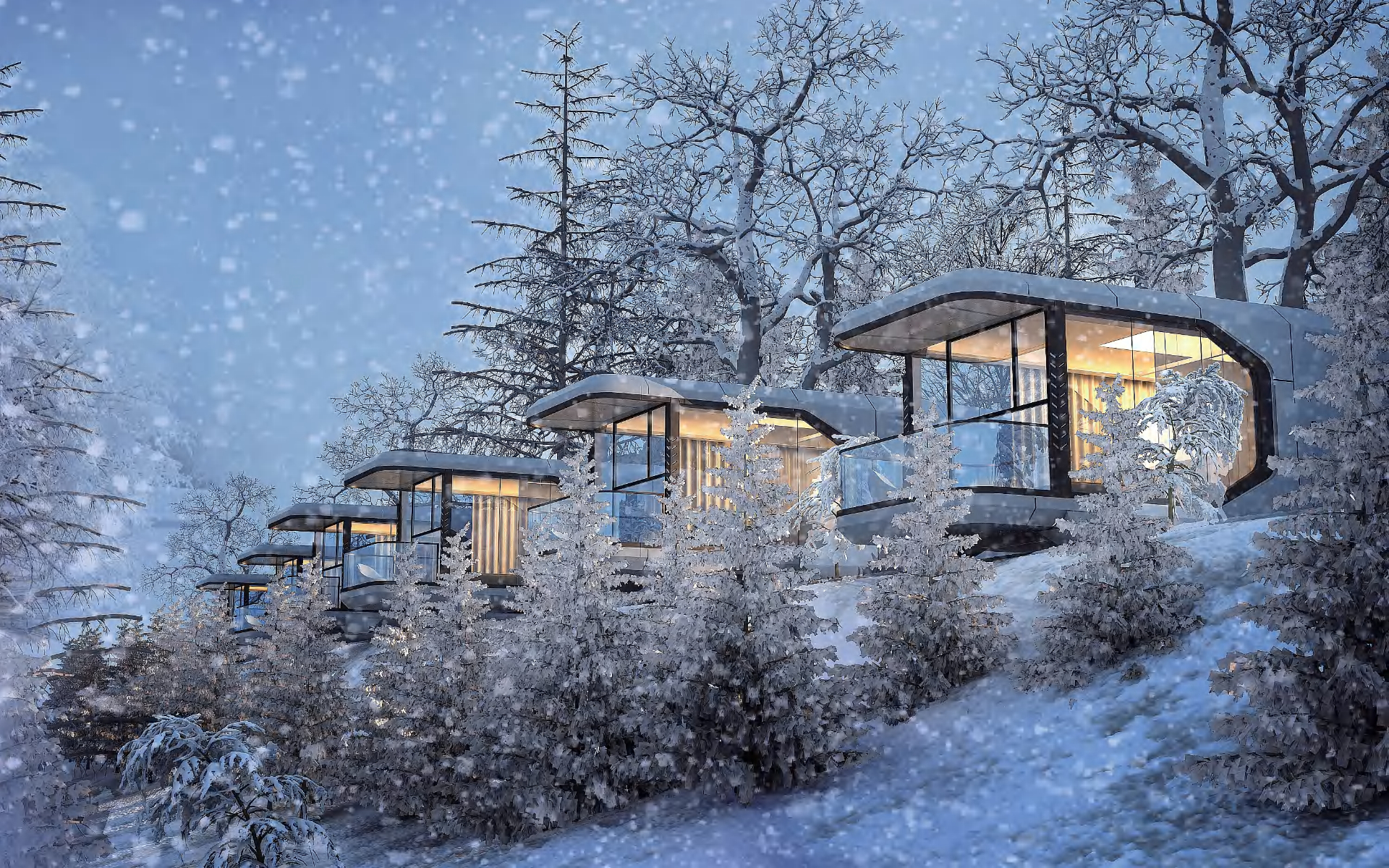 SKYVILLA Modulhäuser im Winter